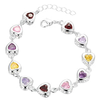 Unified Jewellery Multicolour Heart Crystal Tennis Bracelet Adjustable Wome 1865