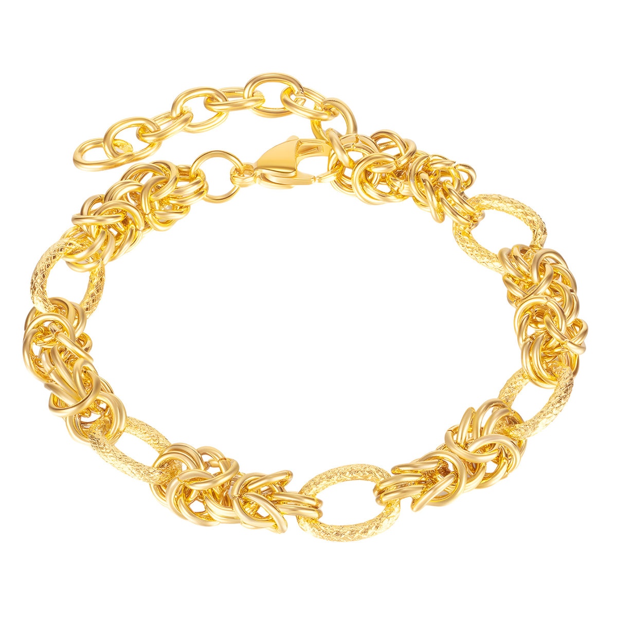 Gold Colour Chain Bracelet Women, Luxury Oval Link Bracelet Interwoven Knot B334