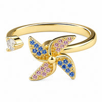 Pinwheel Spinner Ring Adjustable Open Band Spinning Rotating Fidget Ring 1564