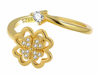 Rotating Clover Spinner Ring Adjustable Anxiety Fidget Ring Open Wrap 1576