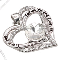 Crystal Clear Zircon Heart Necklace For Women Rhodium-Plated Base Metal B276