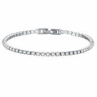 Tennis Bracelet For Women Platinum Plated-Clear 17cm Silver Colour Single B338