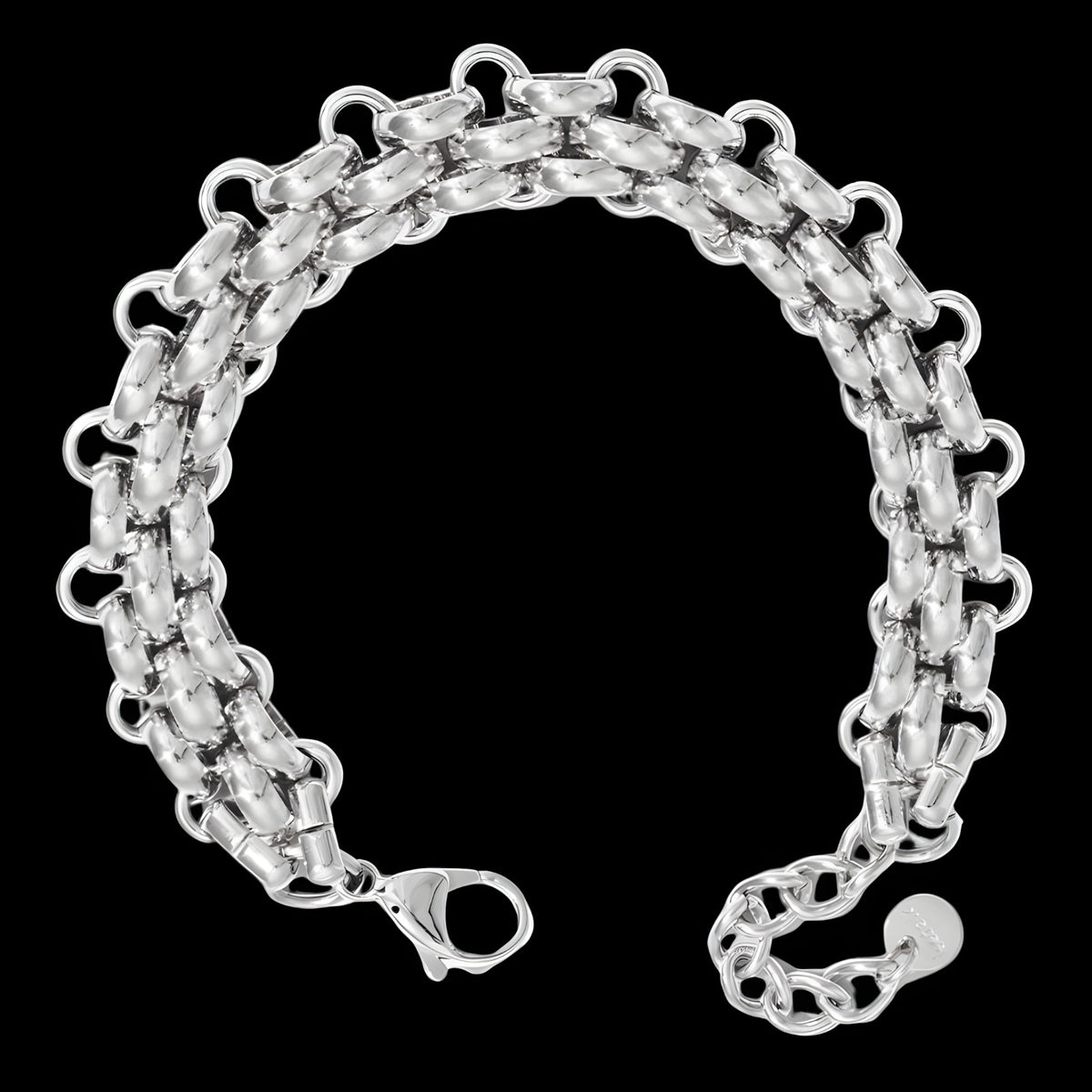 Silver Colour Chunky Chain Bracelet For Women, Luxury Woven Link Bracelet B333