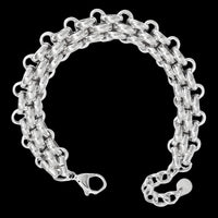 Silver Colour Chunky Chain Bracelet For Women, Luxury Woven Link Bracelet B333