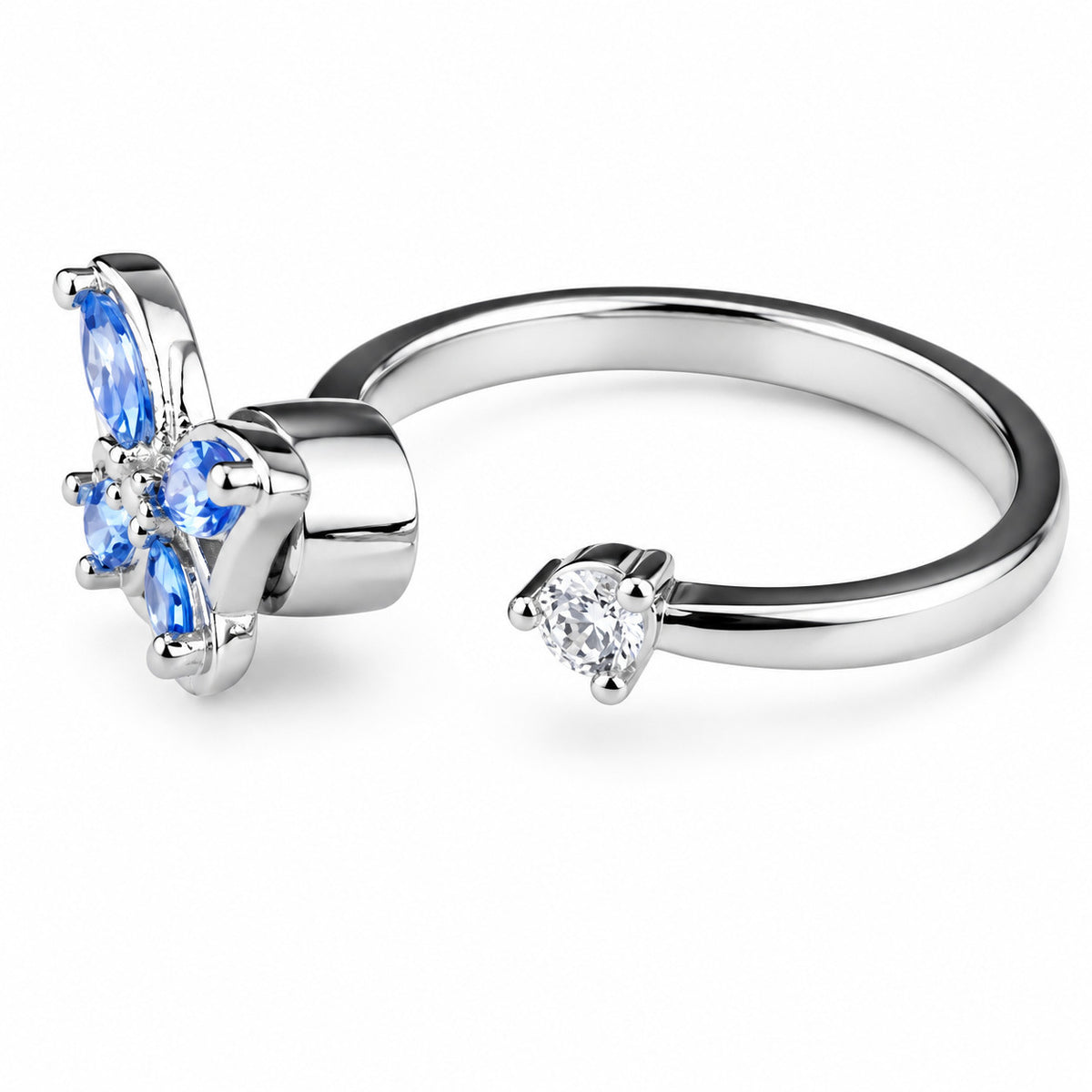 Butterfly Spinner Ring Adjustable Open Band Spinning Rotating Fidget Ring 1549