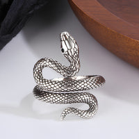 Premium Adjustable Snake Ring for Women, Sculpted Serpent Wrap Band 1875
