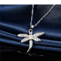 Cubic Zirconia 925 Sterling Silver Dragonfly Pendant Necklace Earrings Sets 534
