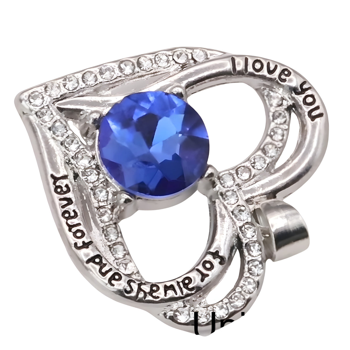 Heart Shaped Sapphire Blue Zircon Necklace For Women Rhodium-Plated Base B273