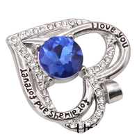 Heart Shaped Sapphire Blue Zircon Necklace For Women Rhodium-Plated Base B273