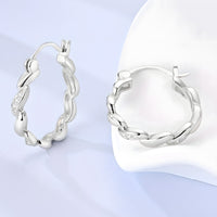 925 Sterling Silver Cubic Zirconia Hoops for Women, Small Lightweight Twist 544