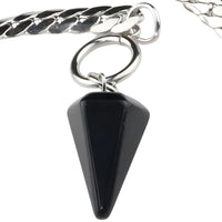 Black Cone Pendant Necklace 40cm Cuban Chain Toggle Clasp Gothic Minimalist 1326