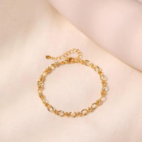Gold Popcorn Chain Charm Bracelet for Women 18+4cm Classic Geometric Design 749