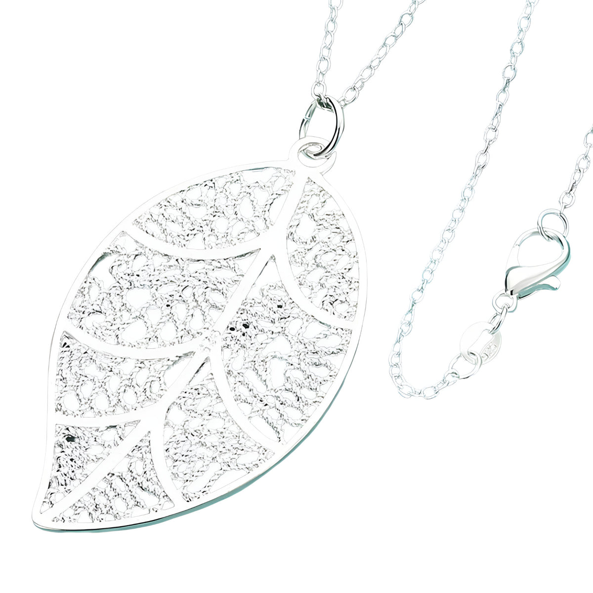 Unified Jewellery Premium Filigree Leaf Pendant Necklace 45cm 1852