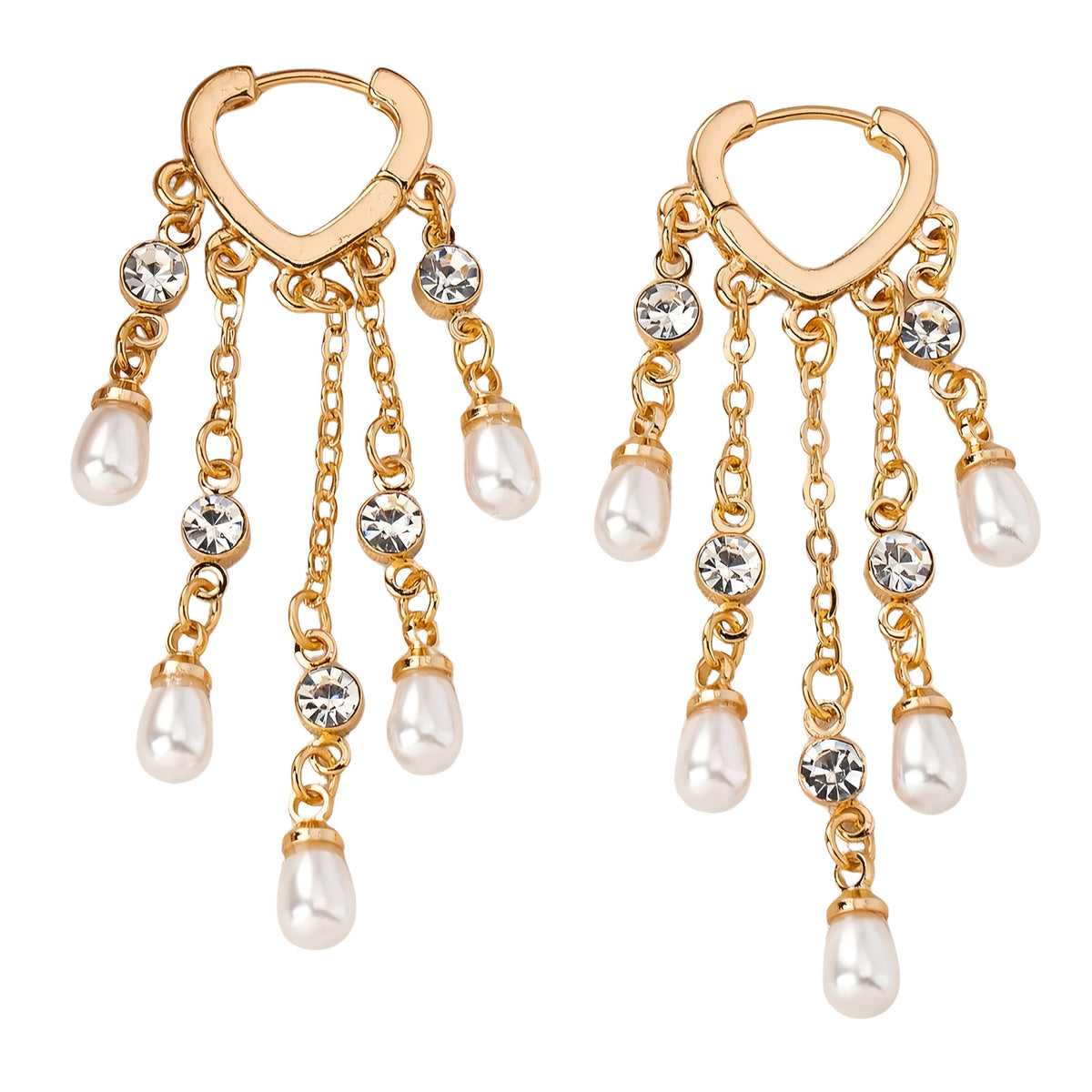 18K Gold Plated Pearl Drop Earrings for Women – Heart Shape Dangle Earrings 762