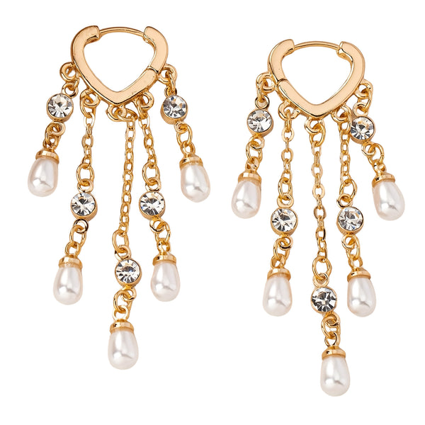 18K Gold Plated Pearl Drop Earrings for Women – Heart Shape Dangle Earrings 762