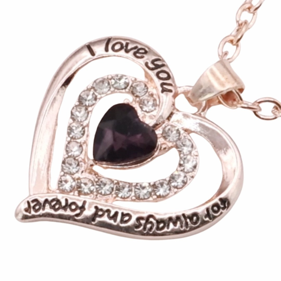 Heart Charm Necklace For Women Gold Plated Zinc Alloy Double Heart Pendant B291