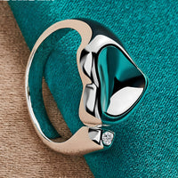 Heart Ring for Women, Luxury-Style Polished Silver-Tone Open Band Clear 1866