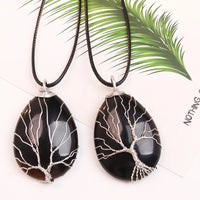 Tree Of Life Black Onyx Pendant Necklace Handmade Crystal Energy Healing 1332