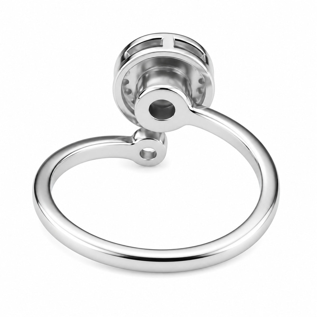 Adjustable Open Ring Silver Tone Halo Statement Ring Clear Stone Accent 1583