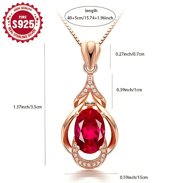 14k Rose Gold Plated Sterling Silver Gourd Flower Pendant Necklace for Women 540
