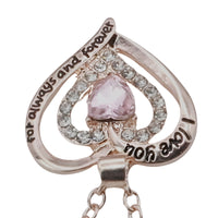 Micro-Insert Cubic Zirconia Accent, Heart-Cut Center Crystal, Link Chain  B299
