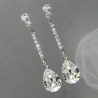 Luxury Women Long Hanging Earring with AAA Pear Cubic Zircon Simple Elegant 1858