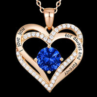 14K Gold Plated Stainless Steel Heart Pendant Necklace for Women with Blue B286