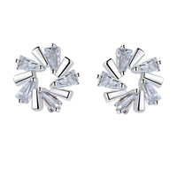 Sparkling Cubic Zirconia Circle Stud Earring for Women 13mm Geometric Round B196