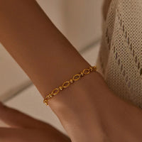 Gold Popcorn Chain Charm Bracelet for Women 18+4cm Classic Geometric Design 749