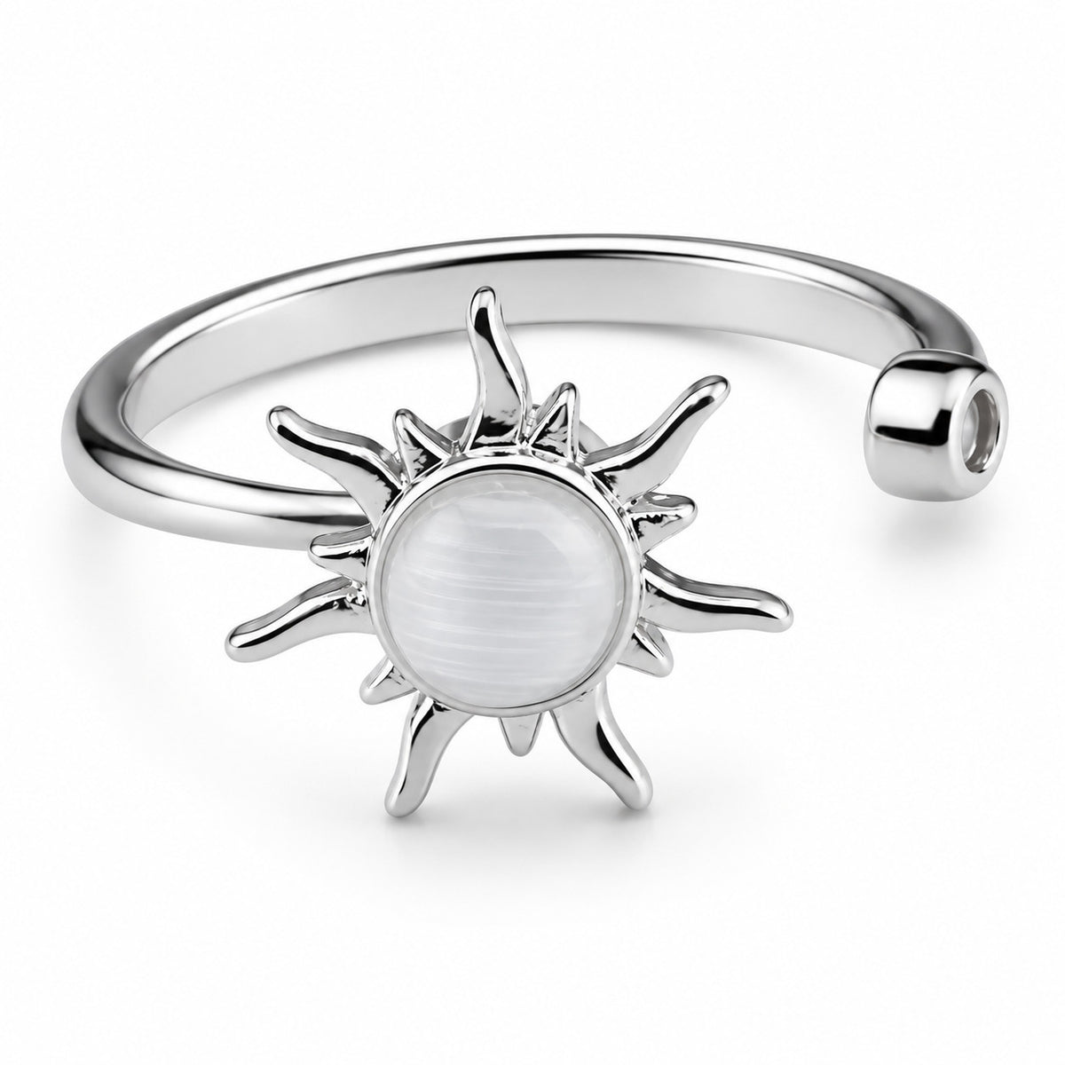 Rotating Spinner Ring Adjustable Fidget Anxiety Ring Sunburst Star Open 1537