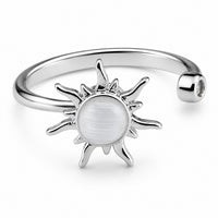 Rotating Spinner Ring Adjustable Fidget Anxiety Ring Sunburst Star Open 1537