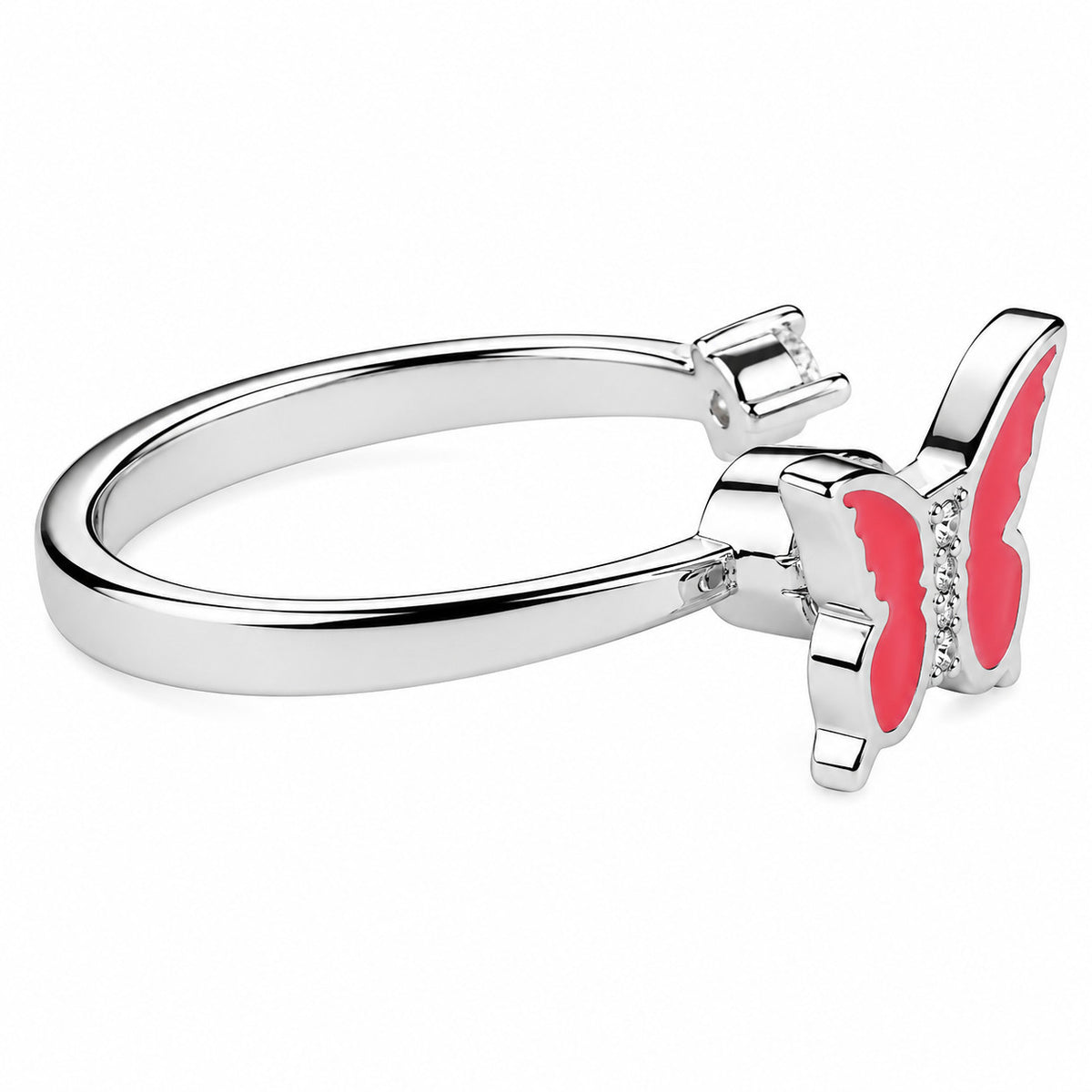 Rotatable Spin Ring Pink Butterfly Spinner Ring Adjustable Open Band Spin 1571