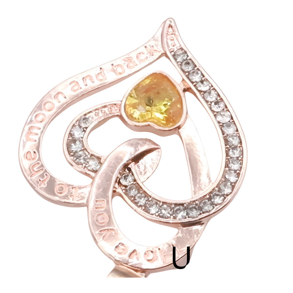 18K Gold Plated Heart Shaped Pendant Necklace Women Zinc Alloy Romantic B312