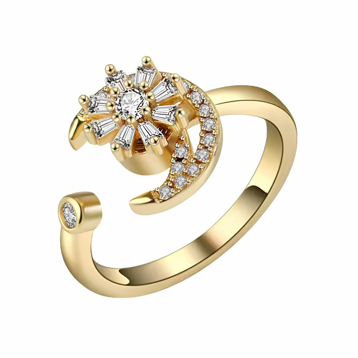 Adjustable Rotatable Butterfly Ring For Women, Gold Plated Open Band Anti B343