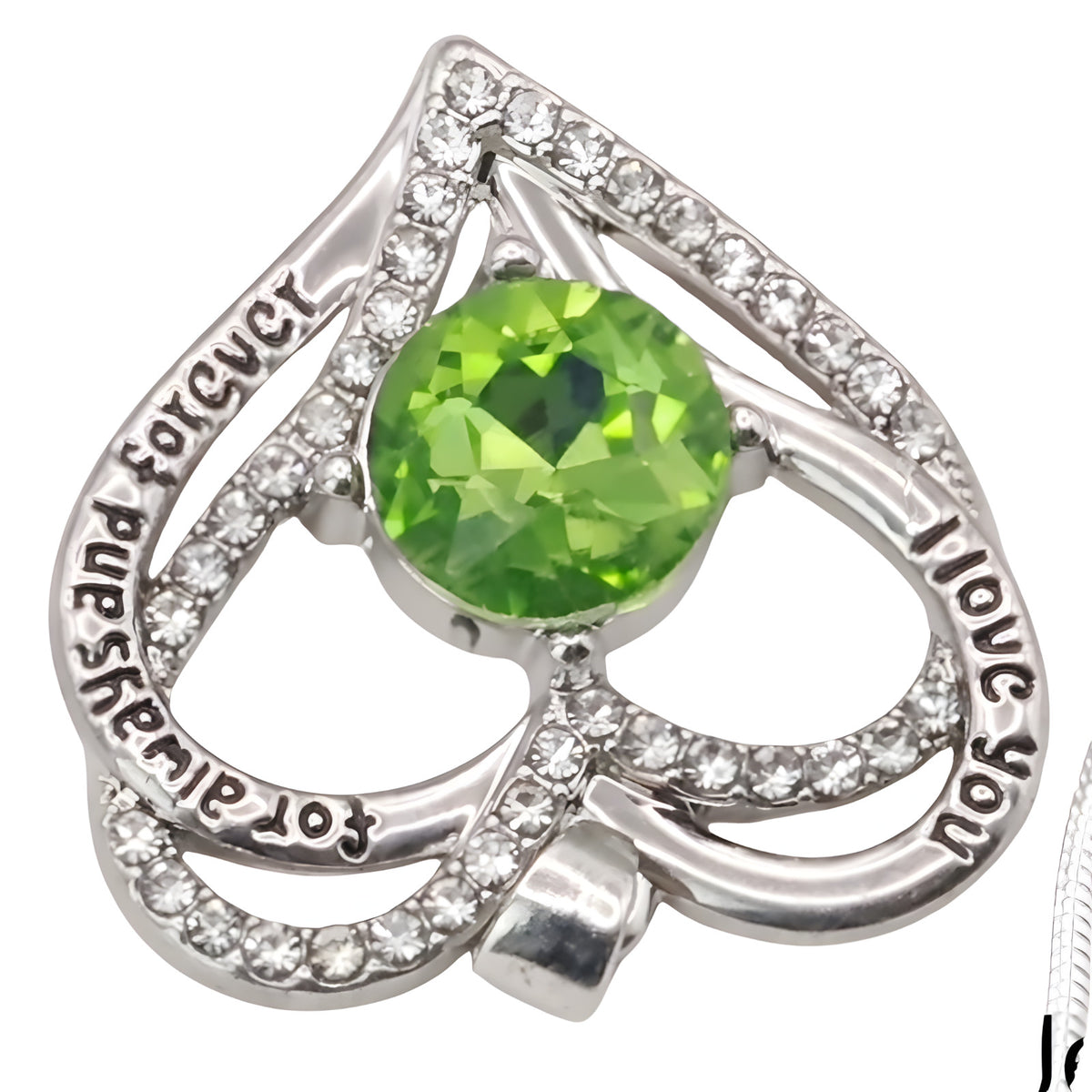 Lime Citrine Yellow Zircon Heart Necklace Women Rhodium-Plated Base Metal B275