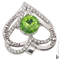 Lime Citrine Yellow Zircon Heart Necklace Women Rhodium-Plated Base Metal B275