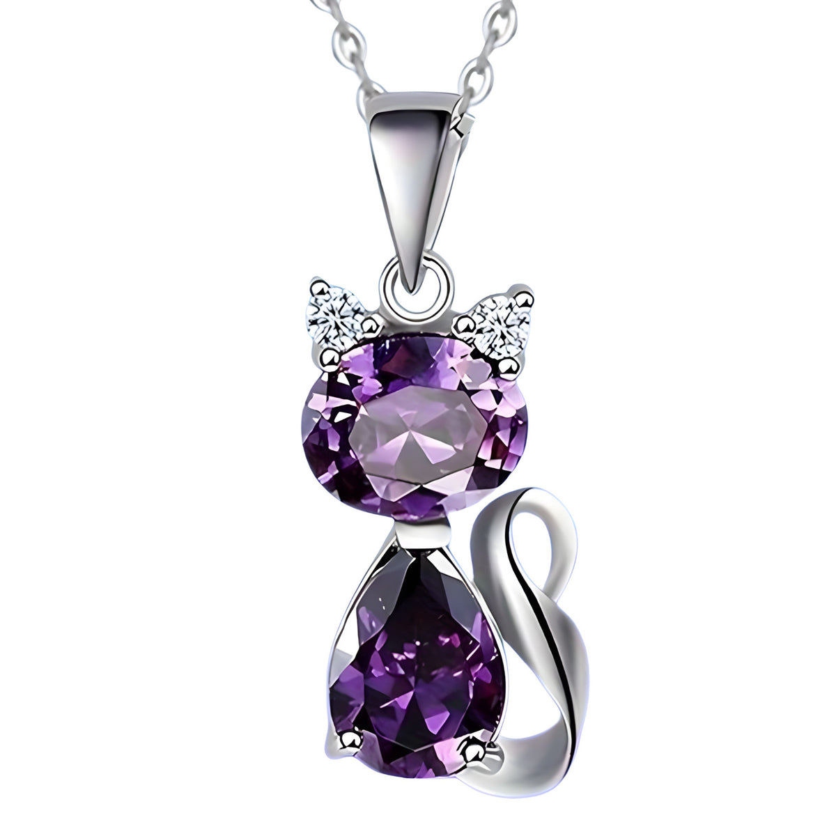 Stainless Steel Jewelry Heart of The Ocean Crystal Cat Pendant Zinc Alloy 558