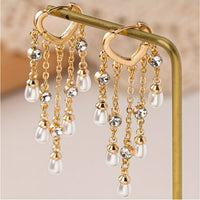 18K Gold Plated Pearl Drop Earrings for Women – Heart Shape Dangle Earrings 762