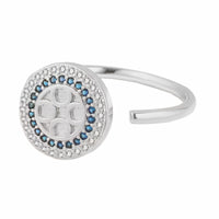 Adjustable Evil Eye Ring Open Circle Halo Ring Blue And Clear Stone Stateme 1578