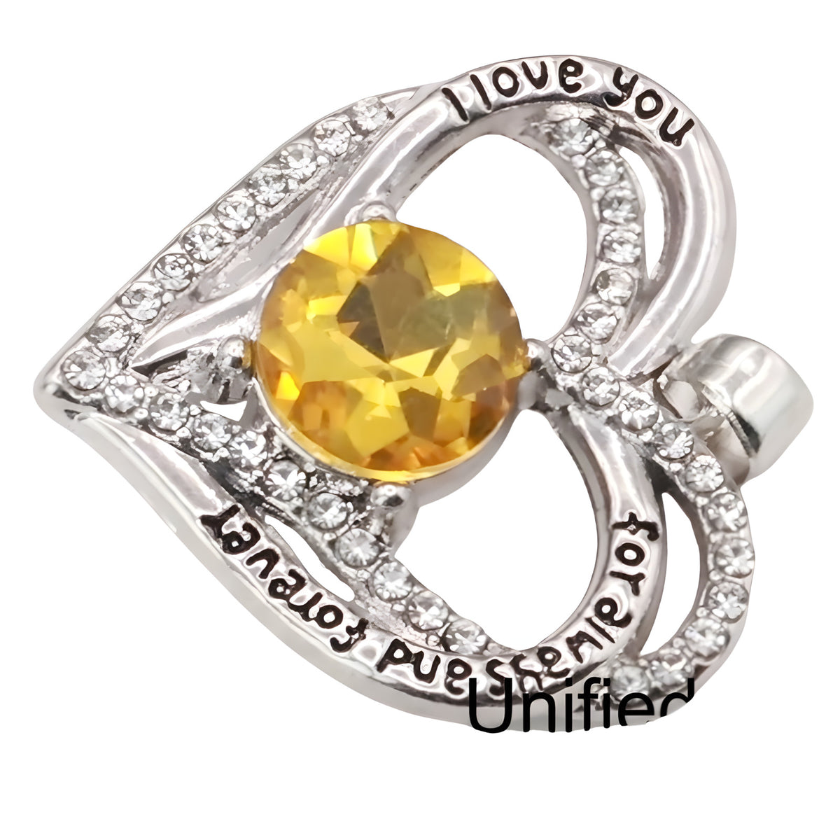 Love Heart-Shaped Zircon, Engraved “Love You Forever” Trendy Heart-Shaped B267