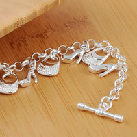 Handbag and High Heel Charm Bracelet, 20cm Statement Link Chain with Toggle 1881