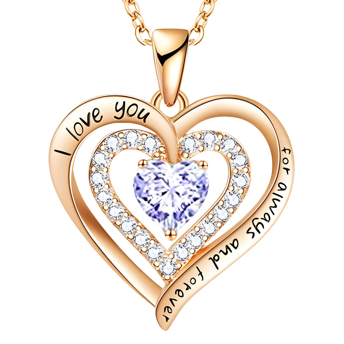 Heart Pendant Necklace For Women Gold Plated Alloy Double Heart Pendant B295