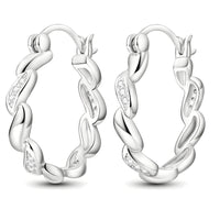 925 Sterling Silver Cubic Zirconia Hoops for Women, Small Lightweight Twist 544