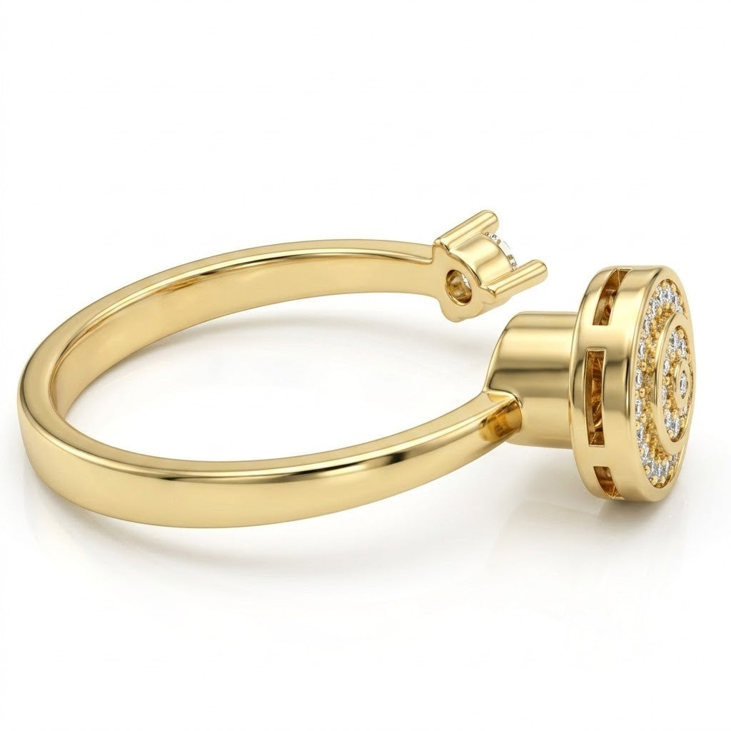 Rotatable Blue Halo Spinner Ring Gold Plated Zircon Adjustable Fidget Band 1525