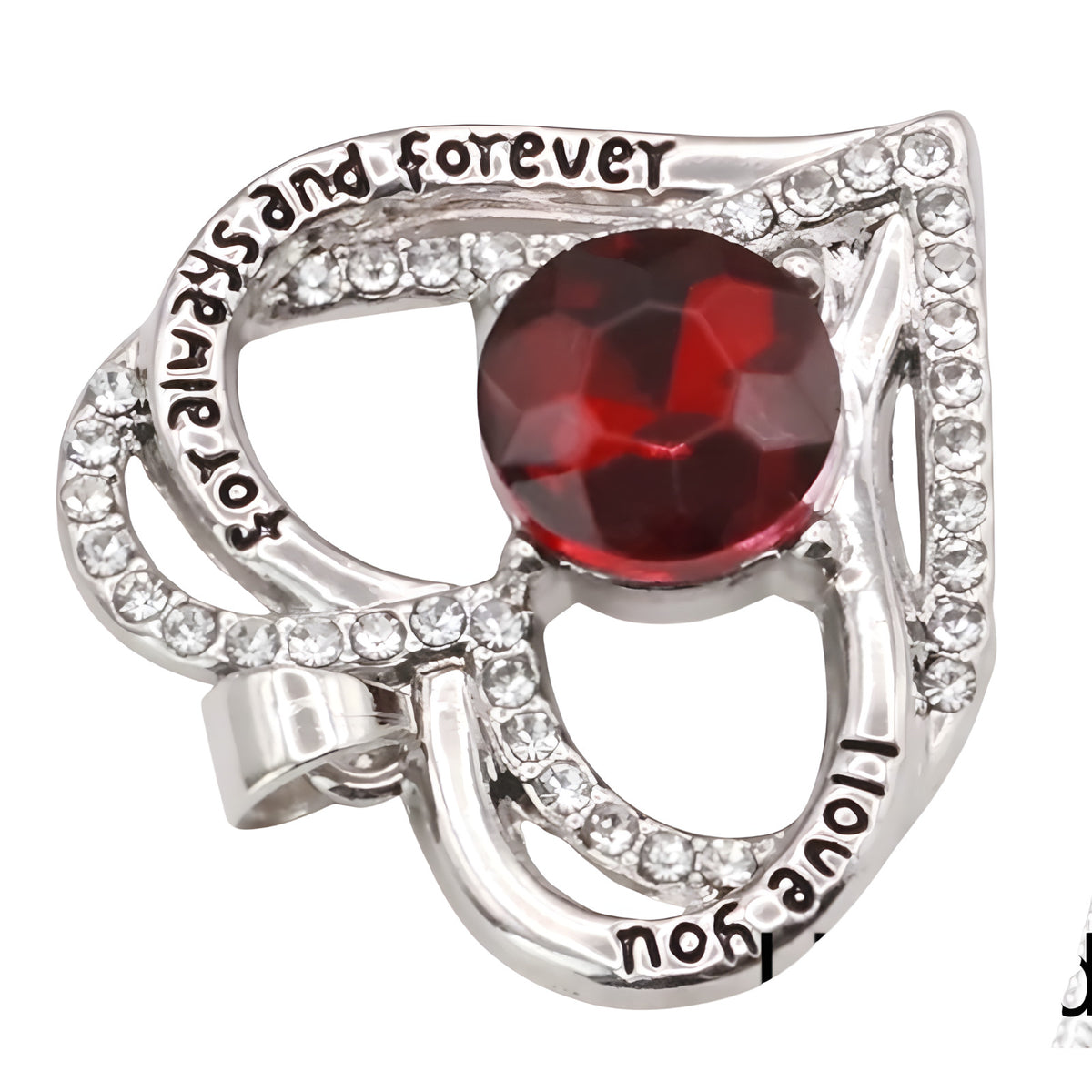 Heart Zircon Pendant Necklace Women Stainless Steel Link Chain Red Stone B270