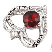 Heart Zircon Pendant Necklace Women Stainless Steel Link Chain Red Stone B270