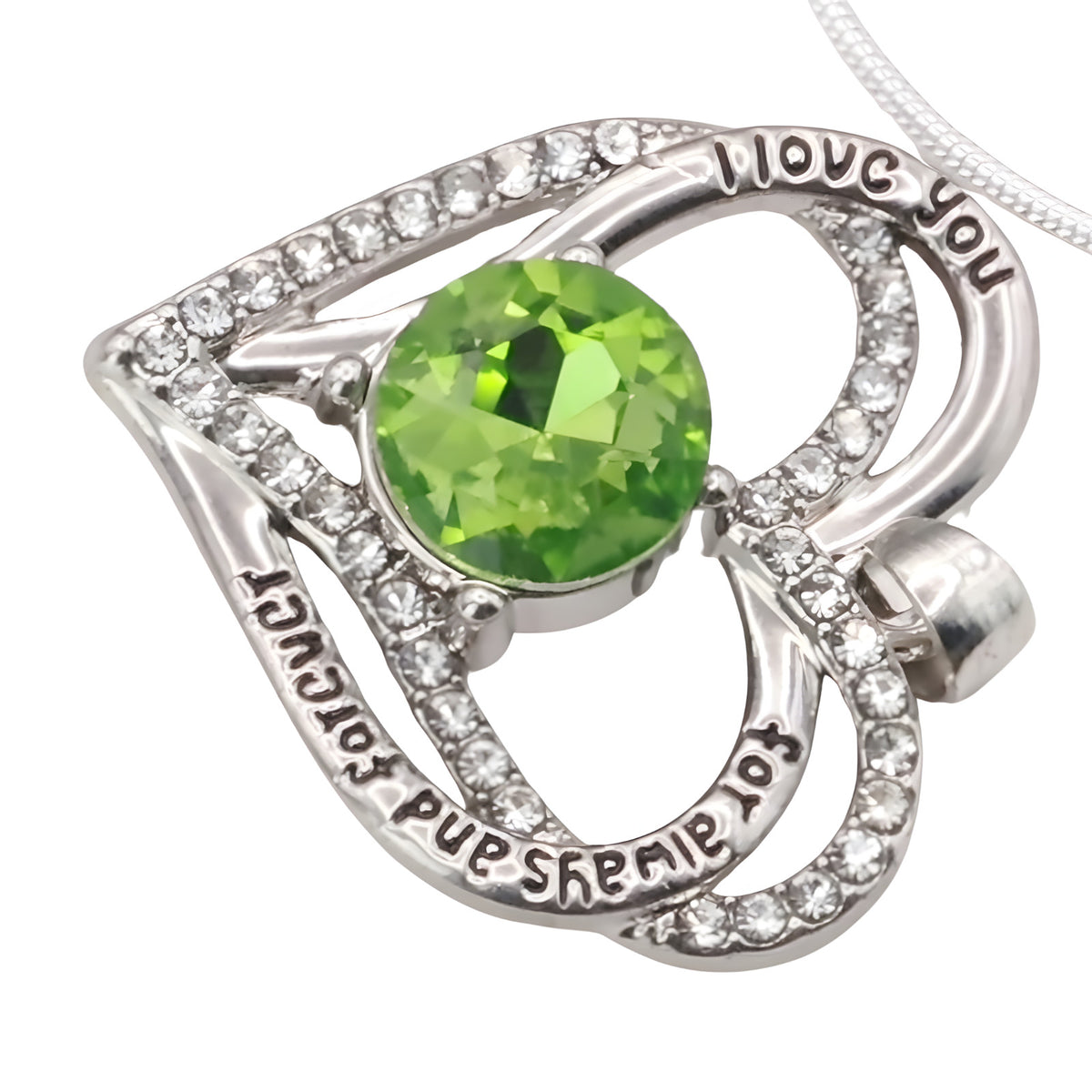 Lime Citrine Yellow Zircon Heart Necklace Women Rhodium-Plated Base Metal B275