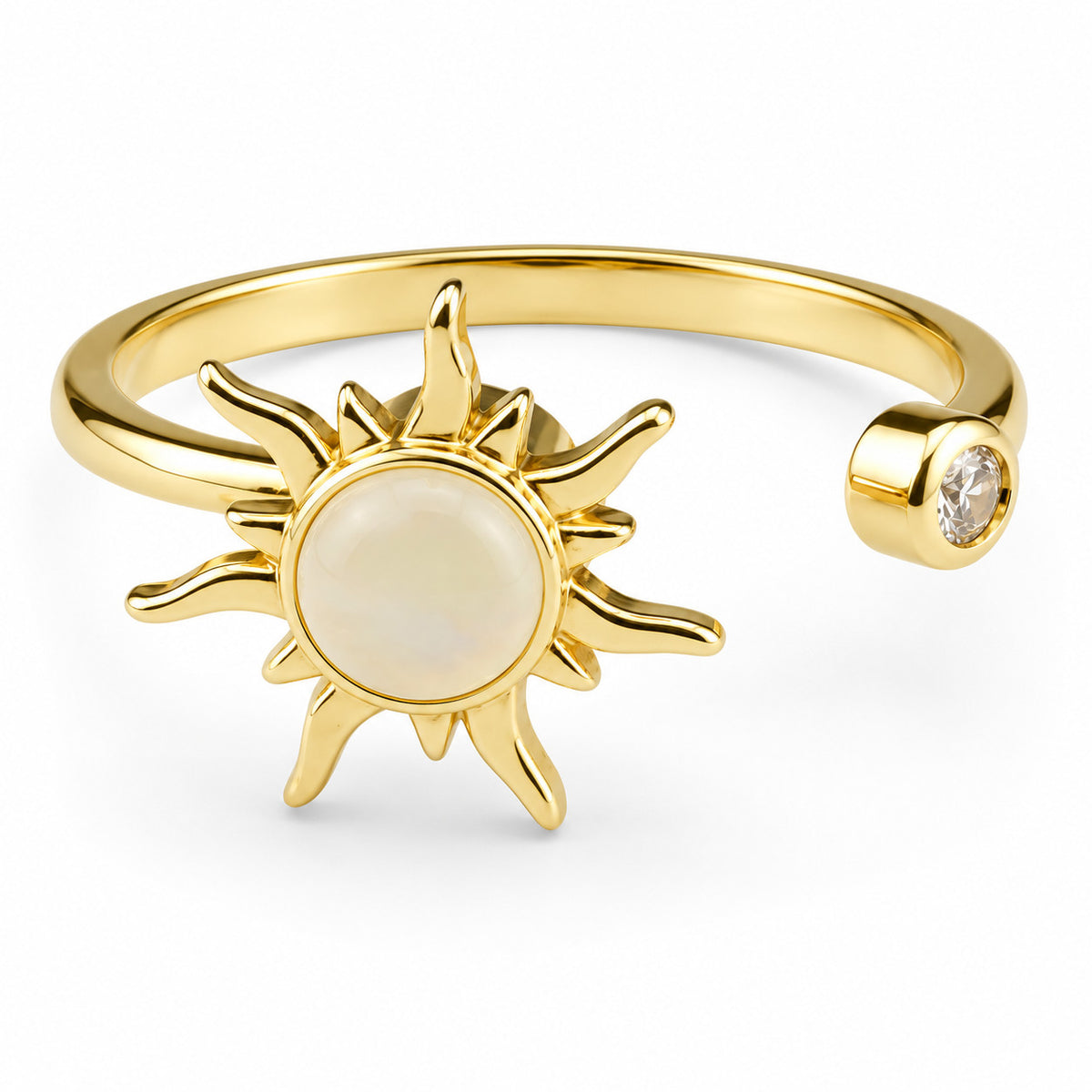 Rotating Spinner Ring Adjustable Fidget Anxiety Ring Sunburst Star Design 1536