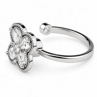 Adjustable Open Fidget Ring Anxiety Relief Clover Flower Baguette Zircon 1534