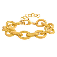 Gold Colour Chunky Link Bracelet Women, Luxury Textured Oval Chain Bracelet B330